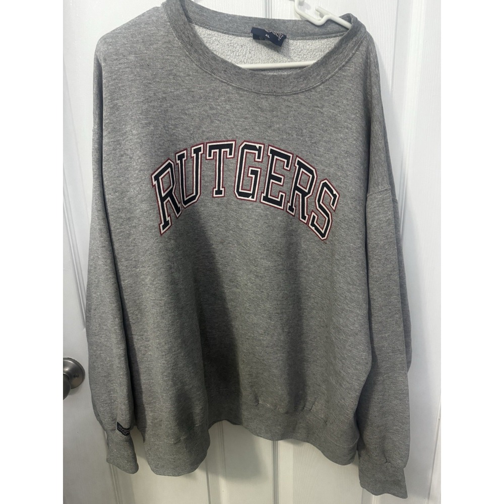 Vintage Jansport Rutgers Sweatshirt Adult XL USA Made Spellout NJ Gray Crewneck
